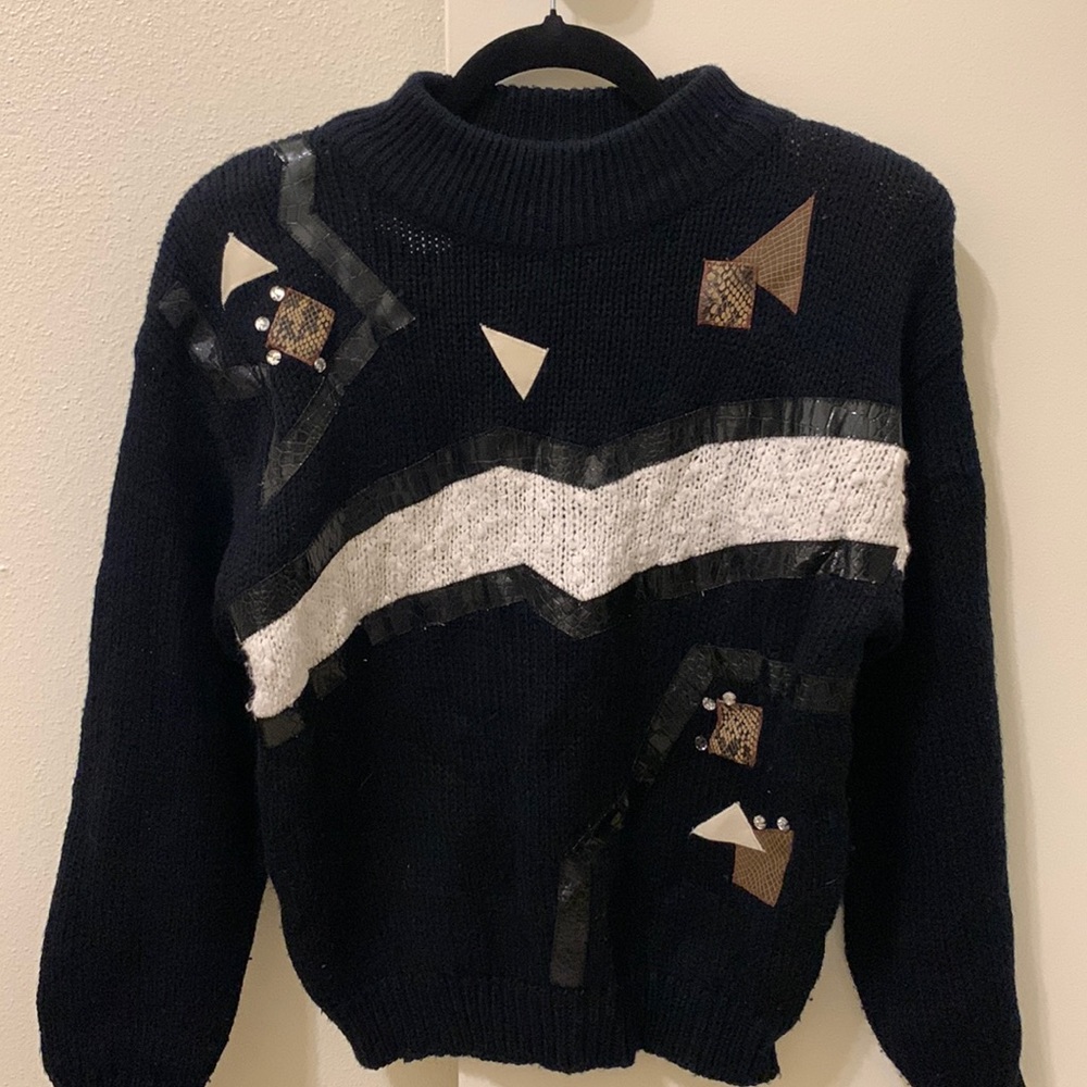 Vintage 80’s Jamie Scott mixed print oversized sweater small
